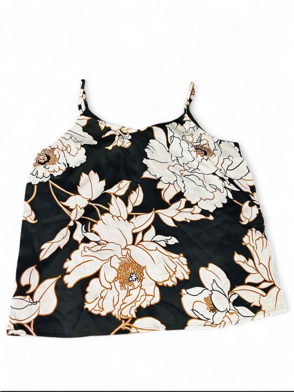 Apt 9 Floral Satin Cami Tank Top - Black & Cream